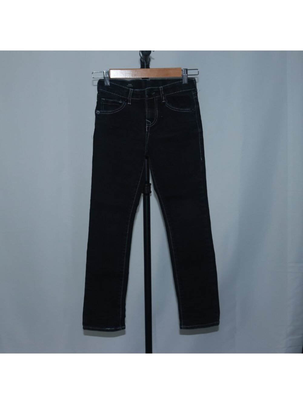 True Religion Boys Geno Relaxed Slim Jeans Black White Stitching Size 8
